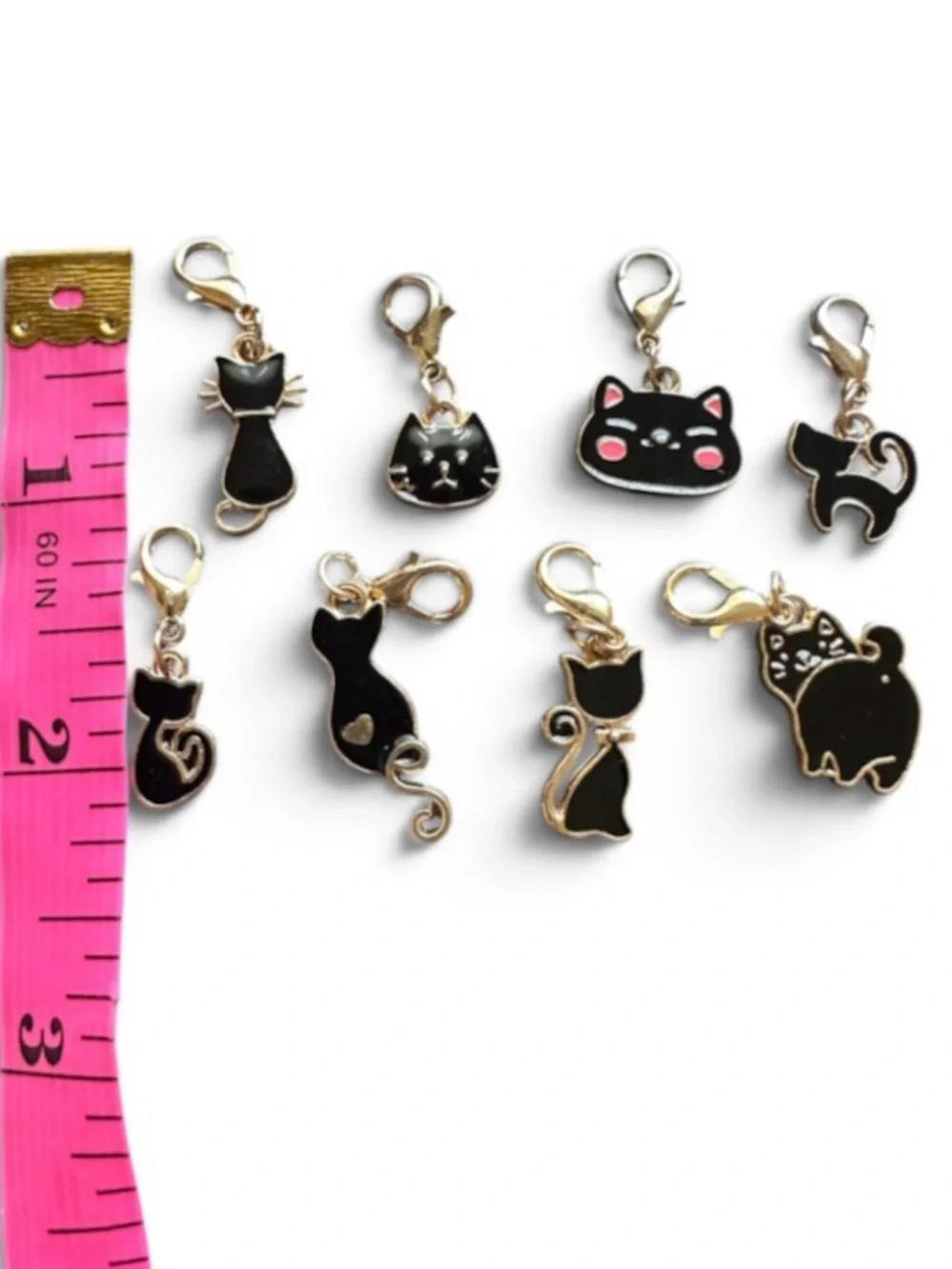 Halloween Black Cat Charm with Greeting Card - Set of 10